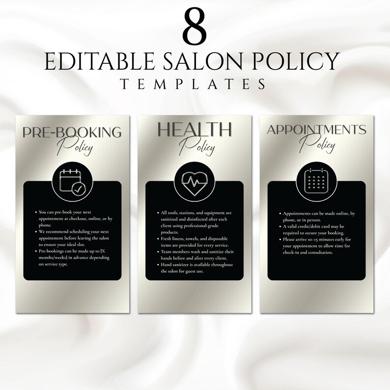 Gold Editable Salon Policy Templates, Refund Policy Template ...