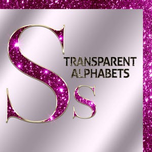 Moderne paarse en gouden glitter transparante alfabetten, digitale alfabetten, glitterlettertype, digitale download, Instant download, glanzende letters