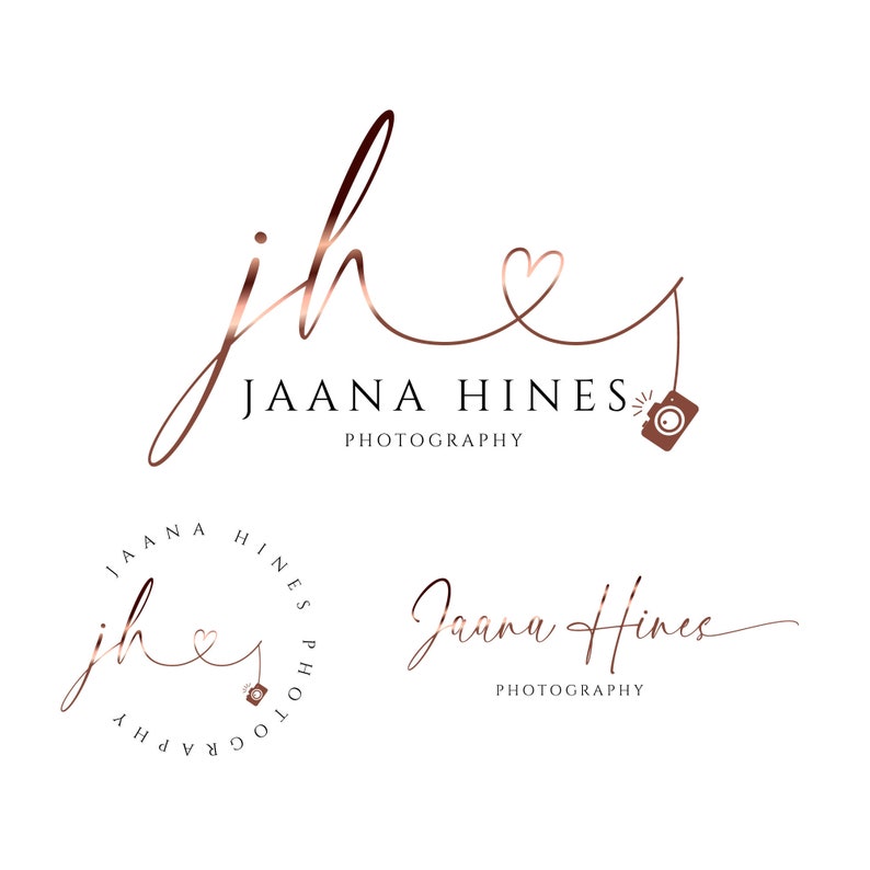 May include: A logo design for a photography business called "Jaana Hines Photography". The logo features a stylized "jh" with a heart and a camera icon.