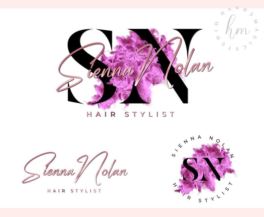 Modern Black and Pink Name Initials Logo Design MUA Logo Etsy