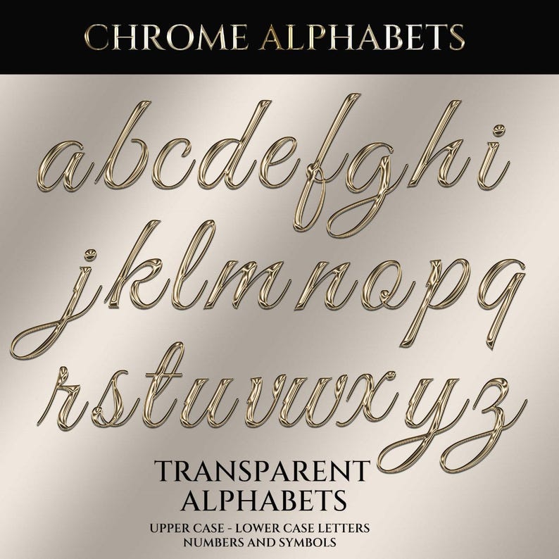 Digital Transparent Gold Alphabets, Gold Script Font Letters, Gold ...