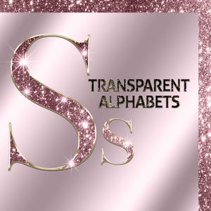 Alphabet numérique transparent pailleté or rose, téléchargement immédiat, téléchargement numérique, alphabets DIY, nombre numérique, logo DIY