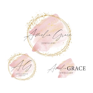 Digital coral gold and black logo design, beauty logo, glittery logo, stylish logo, jewelry logo, fashion logo, boutique logo, Branding