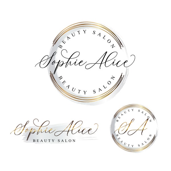 Beautiful gold and silver metallic foil logo design, Sparkly logo design, shiny logo, Round logo, Crafts logo, photography logo, Branding