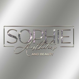 Digital Modern champagne and silver glittery logo design, beauty logo, salon logo, crafts logo, jewelry logo, bling logo, Logo