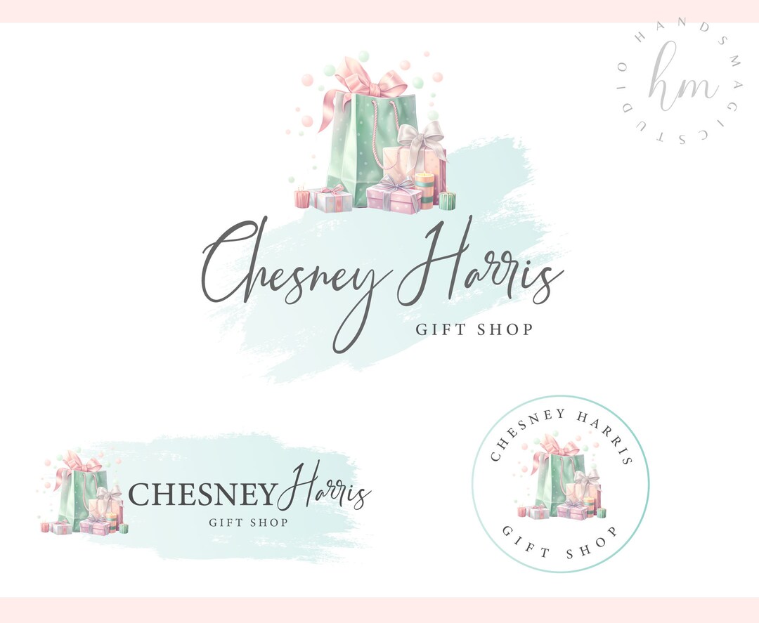 Beautiful Pastel Color Gifts Shop Logo Design, Watercolor Logo Design