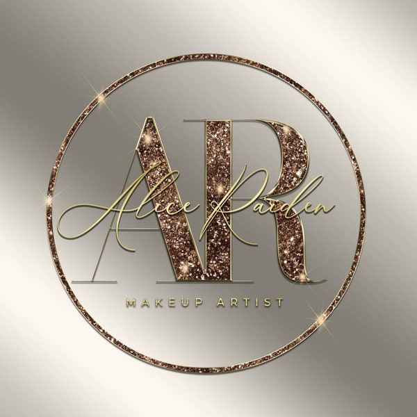 Modern bronze glittery Logo design, beauty logo, realtor logo, premade logo, signature logo, lashes logo, nails logo, Brows Logo, Branding