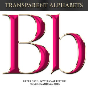 Modern Digital Pink and Gold Alphabets, Transparent Letters, PNG letters, Pink Gold Font, Instant download, Digital download