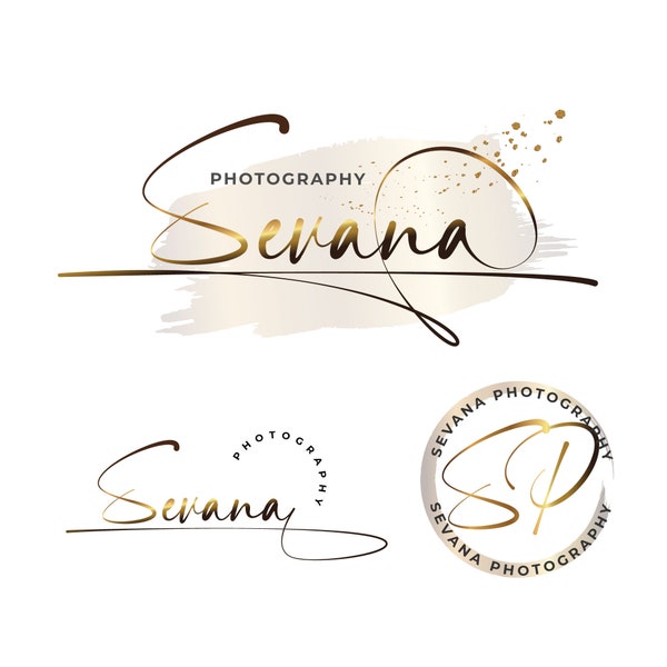 Beautiful plain signature foil effect premade logo design, Photography Logo, Studio Logo, filmography Logo, Signature Logo, Branding