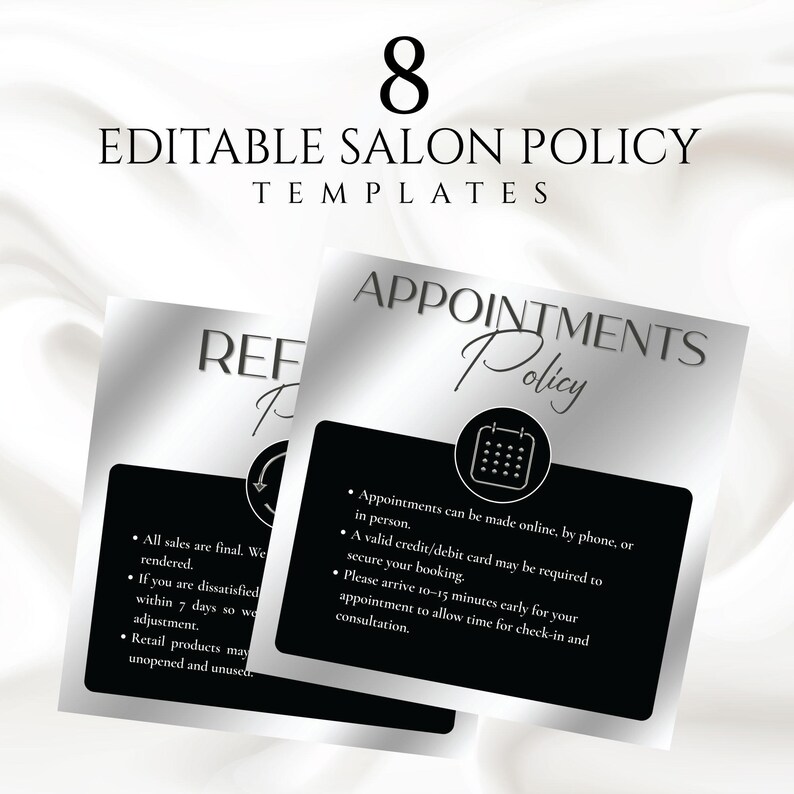Silver Editable Salon Policy Templates, Refund Policy Template ...