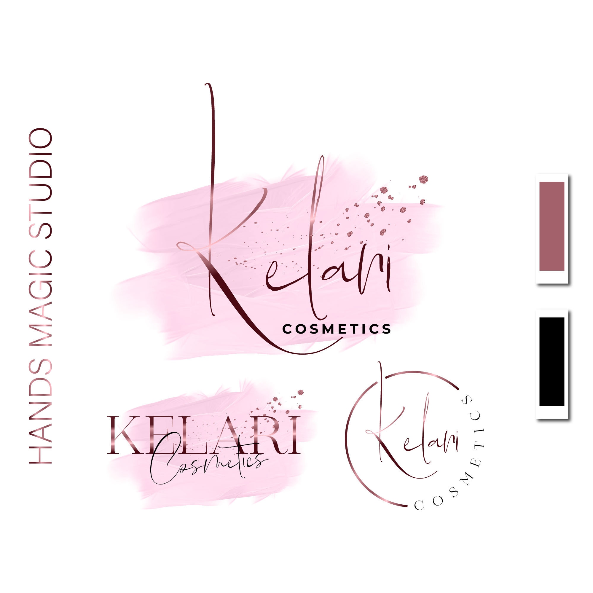 Premade Pink and Rose Gold Metallic Glitter Logo Design Etsy