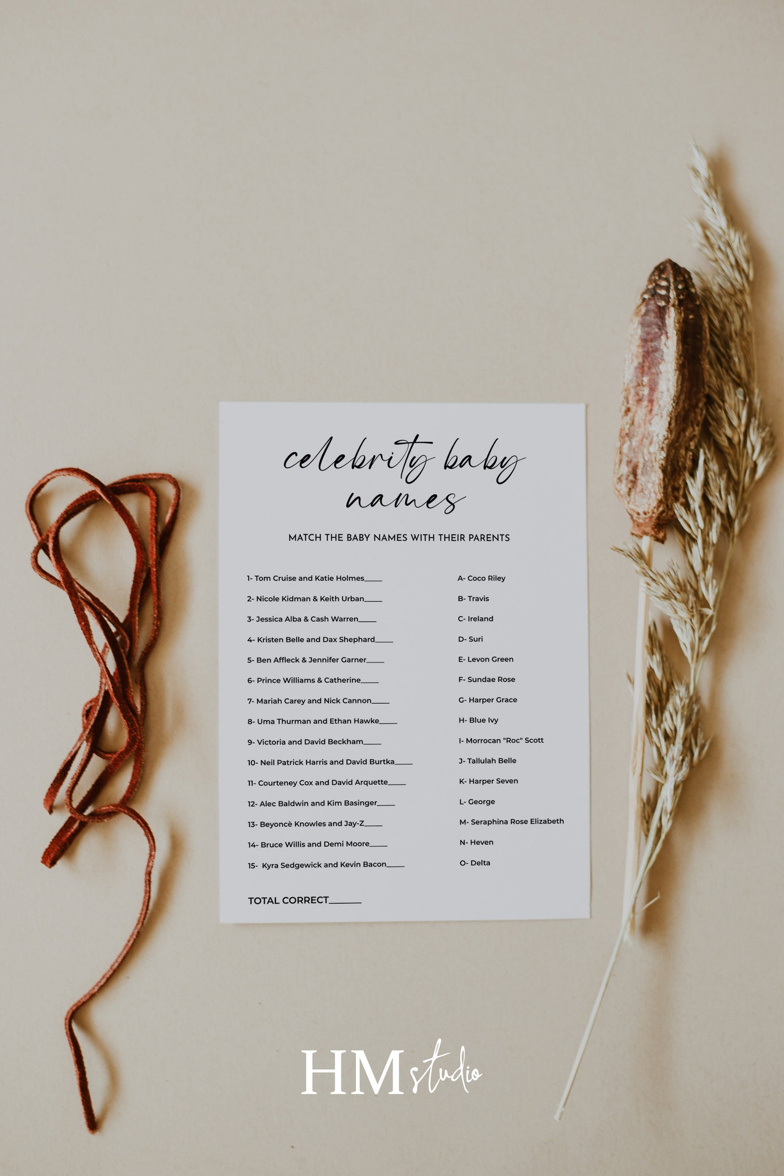 Guess the Celebrity Baby Name Game Template Printable & - Etsy