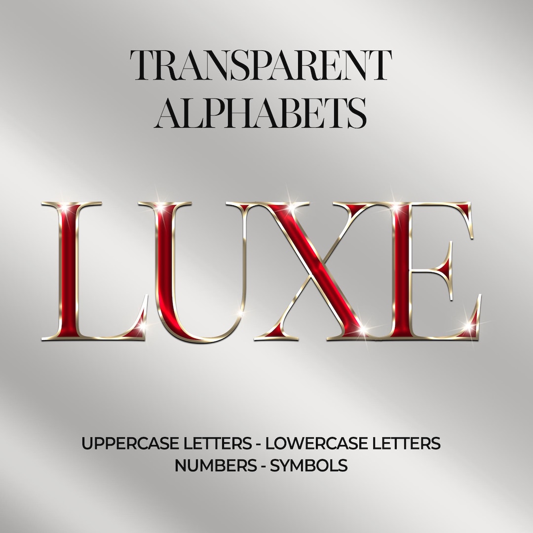 Red Shiny Lettering Red and Gold Shiny Alphabets, Digital Download, Transparent Letters ...