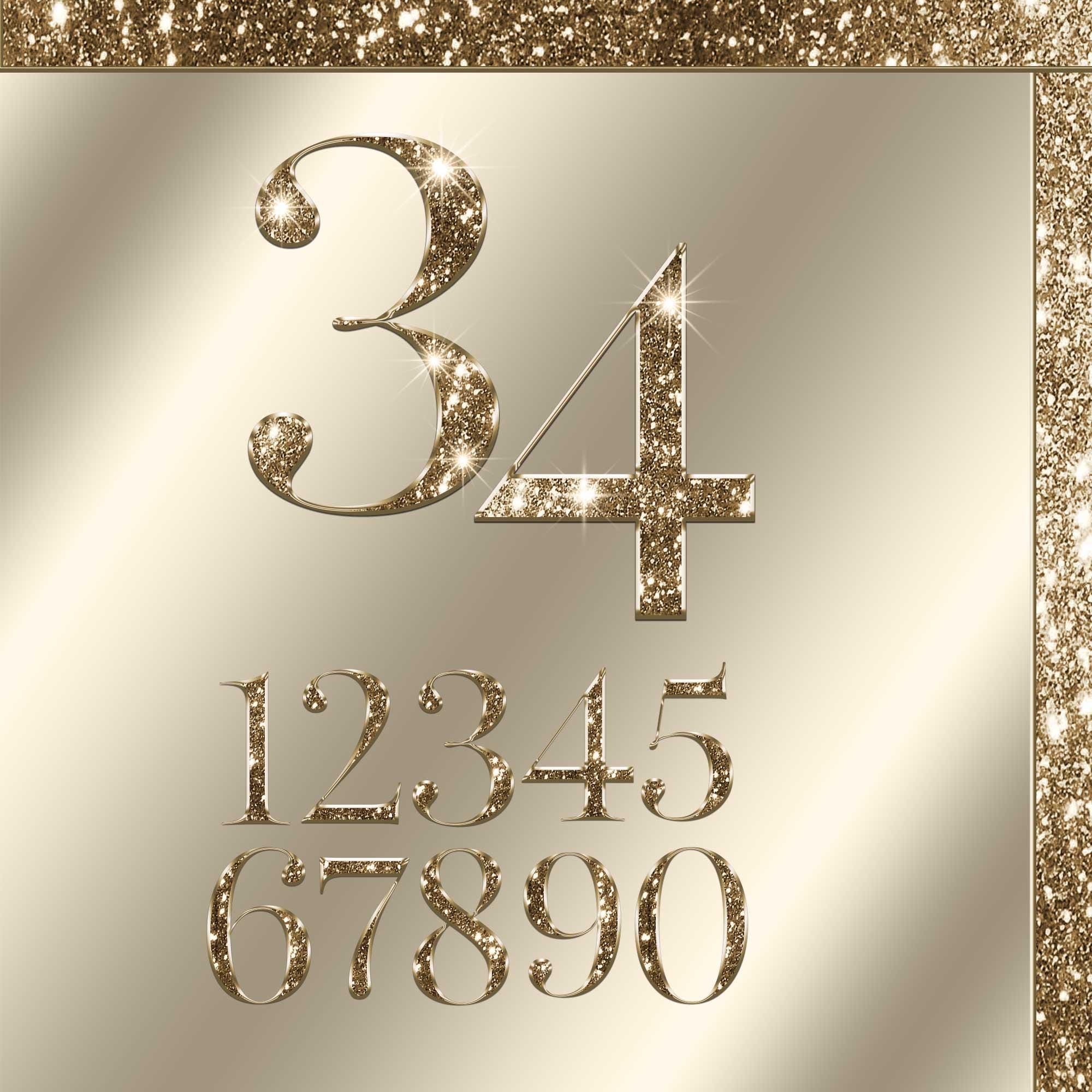 Number Lettering Gold Color Cursive Modern Glittery Gold Alphabets, Digital Alphabets, Glitter Font ...