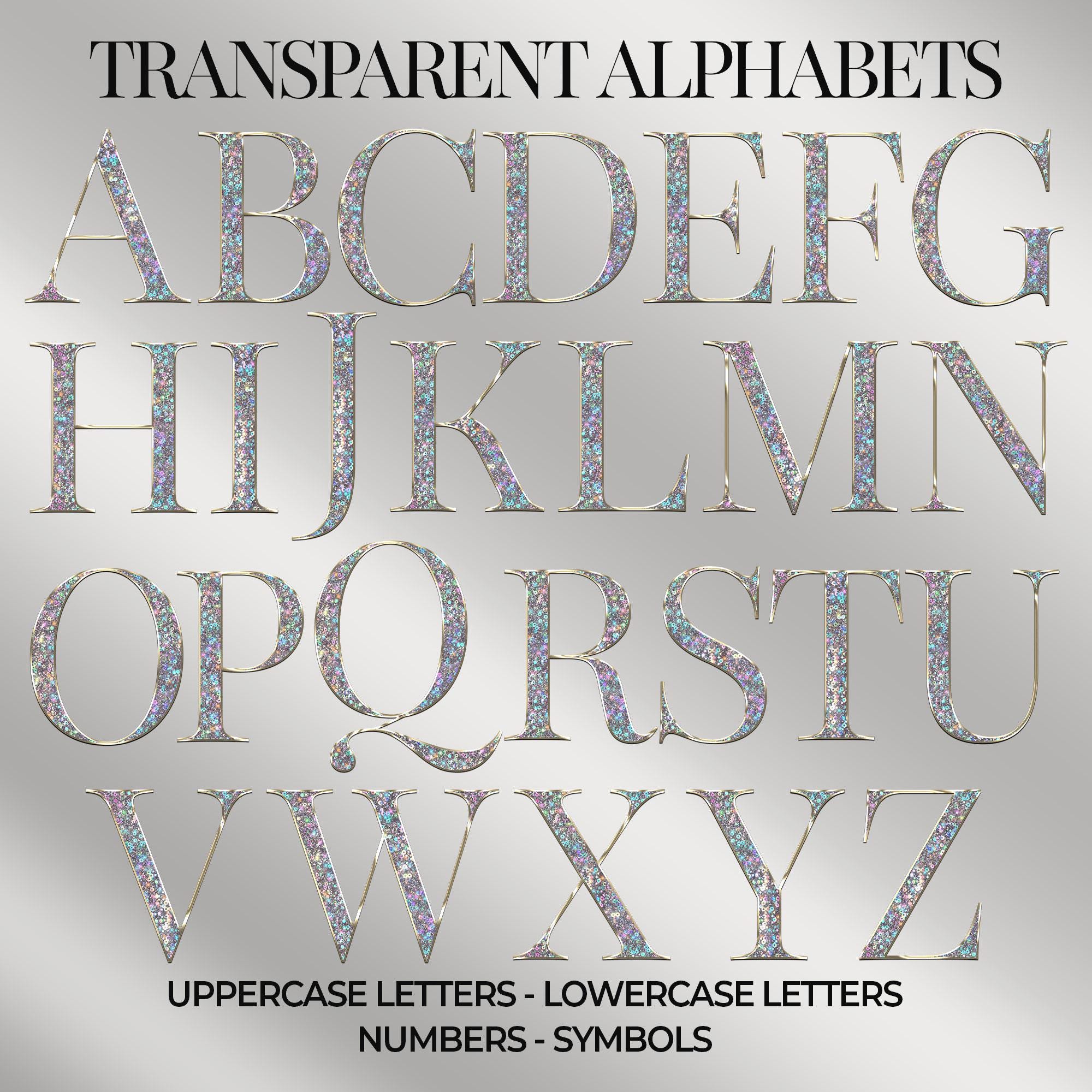 AB Iridescent Shiny Alphabets, Digital Download, Transparent Letters ...