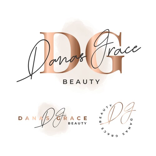 Premade beautiful rose gold and grey logo design, rose gold foil logo, logo design, beauty logo, salon logo, signature logo, stylish logo
