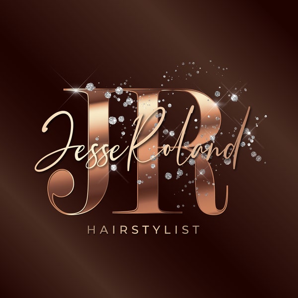 Modern Brown and rose gold metallic logo design, Makeup artist logo, Hairstylist logo, nailart logo, goid foil logo, Events logo, Branding