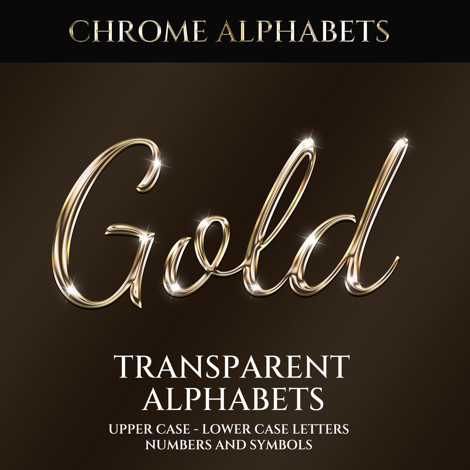 Digital Transparent Dark Gold Alphabets, Gold Script Font Letters, Gold ...