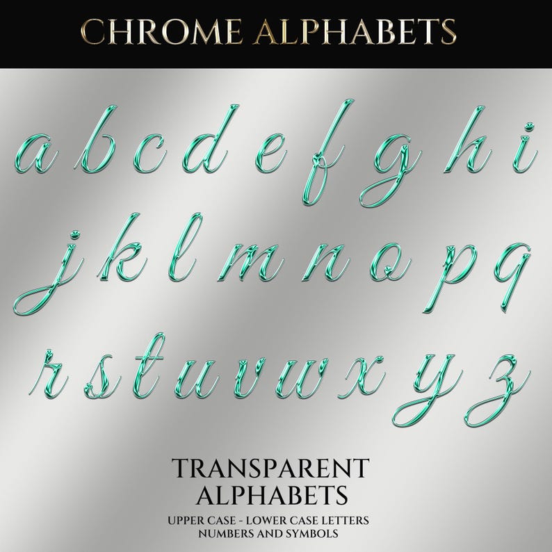Sea Cursive Sea Green Cursive PNG Letters, Transparent Alphabets (digital Download ...
