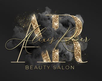 May include: Gold glitter letters "AR" with black smoke behind them. The text "Alexis Rover Beauty Salon" is below the letters.