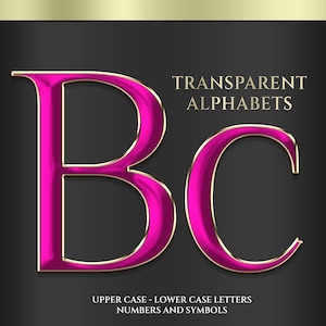Modern Digital Pink and Gold Alphabets, Transparent pink Letters, PNG  pink letters, Pink Gold Font, Instant download, Digital download