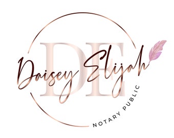 Beautiful rose gold notary logo design, feather pen logo, metallic logo design, unique notary logo, author logo, writer logo, Branding