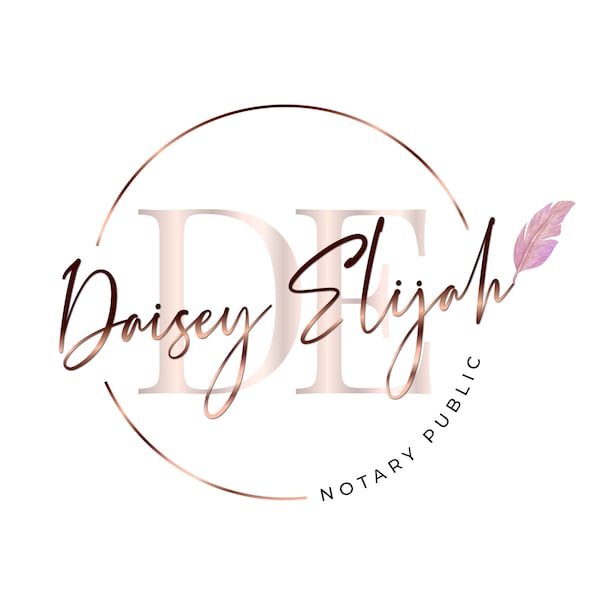 Beautiful rose gold notary logo design, feather pen logo, metallic logo design, unique notary logo, author logo, writer logo, Branding