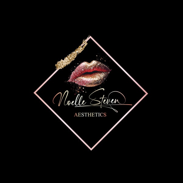 Beautiful glittery lips logo design, aesthetics logo, beauty logo, salon logo, logo with lips, Professional lips logo, Branding