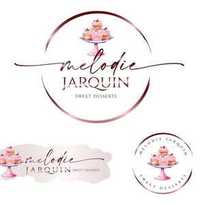 Premade rose gold cake logo design, bakery logo, wedding cake logo, desserts logo, Logo for bakery, Branding