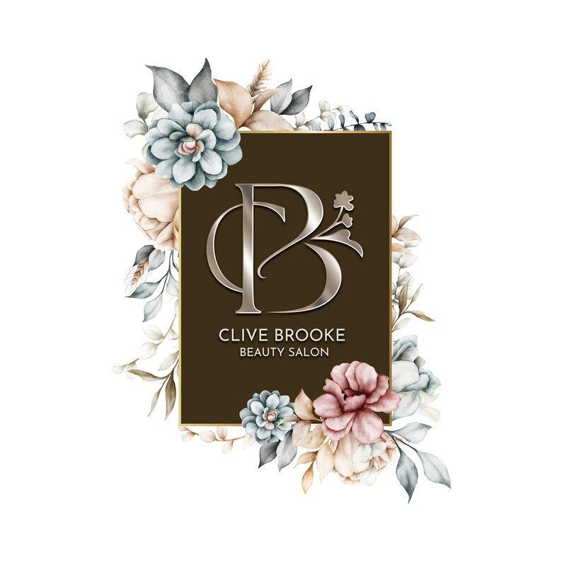 Clive Lettering Custom Floral Logo Design, Events Organizer Logo, Salon Logo, Feminine ...