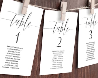 Wedding Seating Chart Template, Place Cards, Seating Plan, Table Numbers, Editable Hanging Seating Cards, Seating Chart Sign, Minimalist