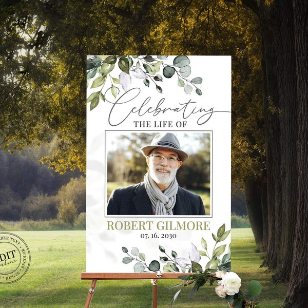 Editable Funeral Welcome Sign Template, Celebration of Life Decoration, Printable Memorial Sign, Funeral Decor, In Loving Memory Poster, GF