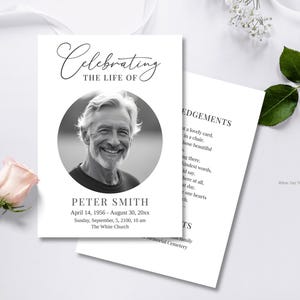 Minimalist Funeral Program Template Funeral Memorial program Celebration of life Funeral Service Editable Order of Service Simple Printable