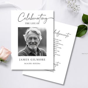 Minimalist Funeral Program Template Funeral Service Editable Order of Service Funeral Memorial program Simple  Printable Celebration of life
