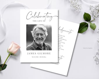 Minimalist Funeral Program Template Funeral Service Editable Order of Service Funeral Memorial program Simple  Printable Celebration of life
