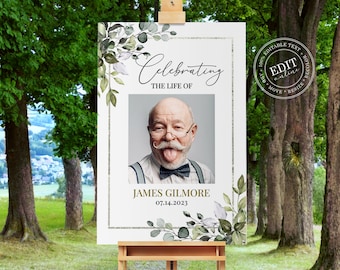 Editable Funeral Welcome Sign Template, Printable Memorial Sign, Celebration of Life Decoration, Funeral Decor, In Loving Memory Poster, GF