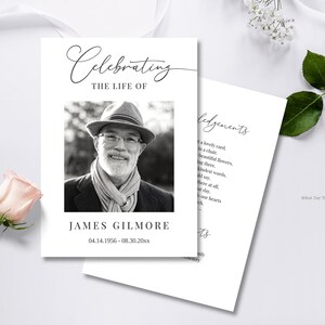 Minimalist Funeral Program Template Funeral Memorial program Funeral Service Editable Order of Service Simple  Printable Celebration of life