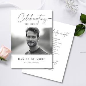Minimalist Funeral Program Template Editable Order of Service Funeral Service Simple Printable Celebration of life Funeral Memorial program