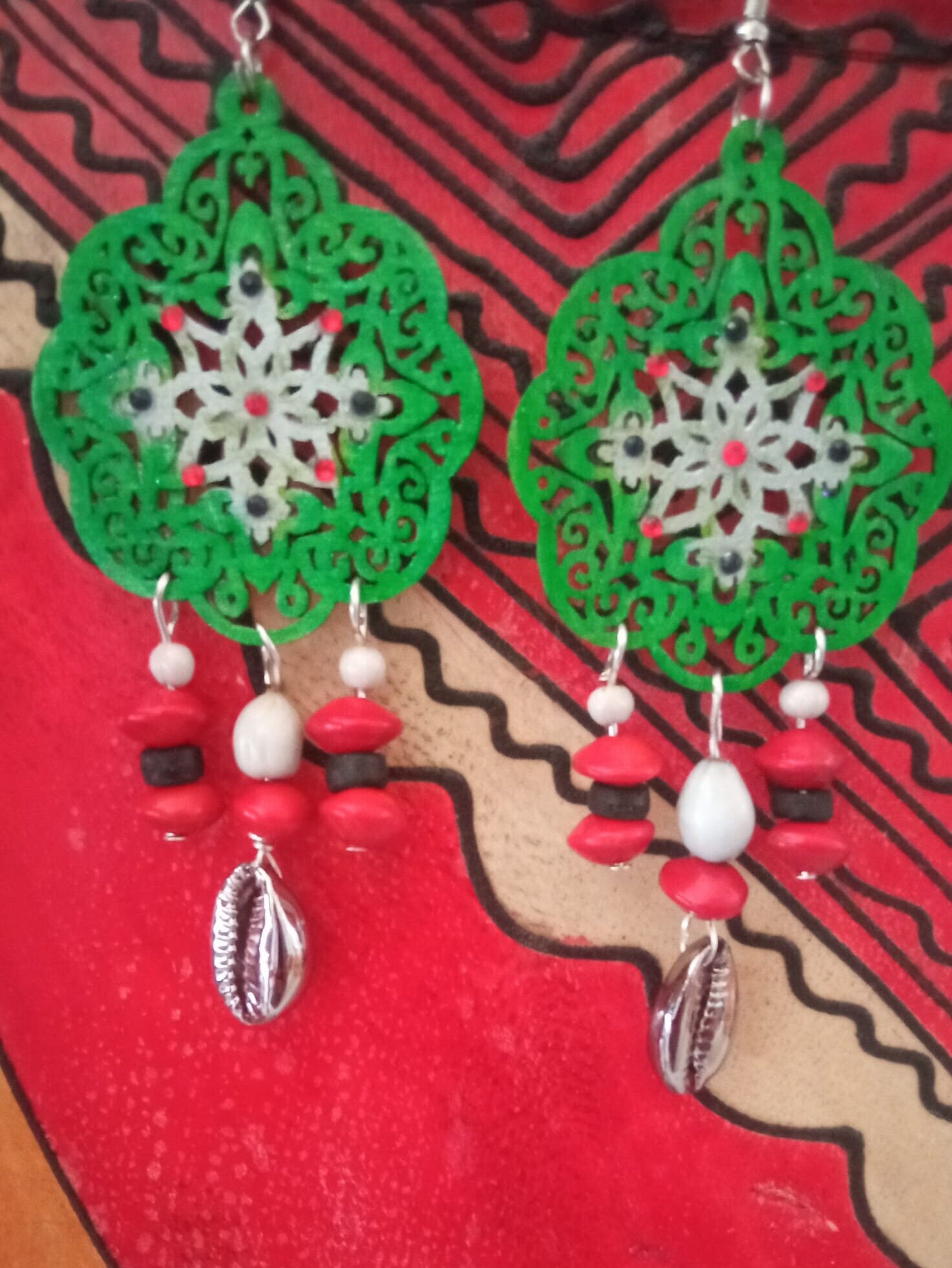 Symmetrical Moon Half Round CZ Big Drop Pearl Earrings