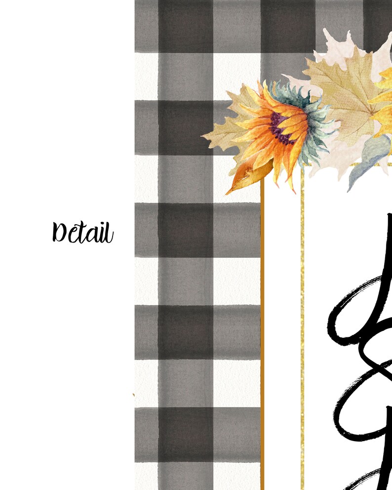 Home Sweet Home Buffalo Plaid Sunflower Print Black and Etsy