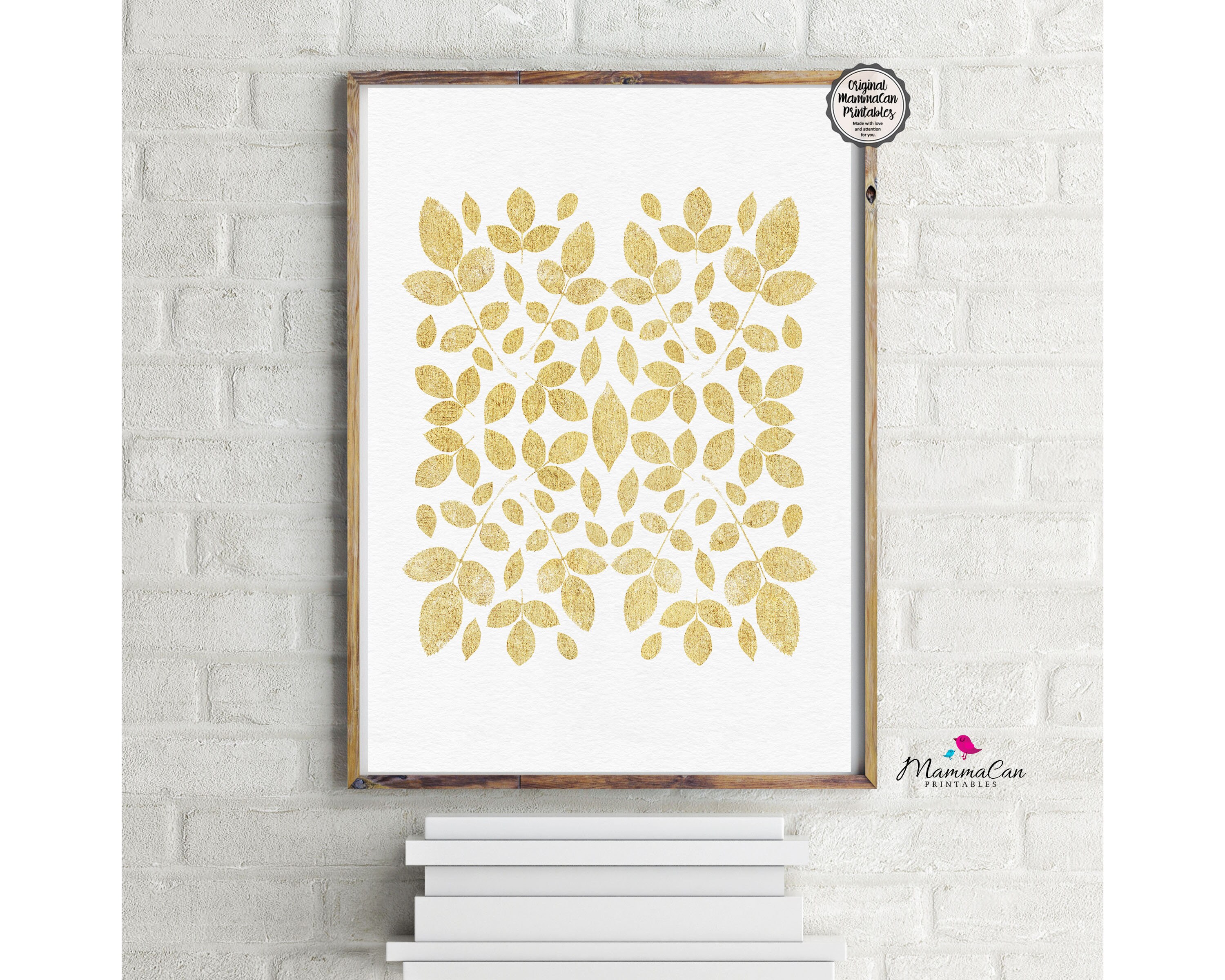 Gold Leaf Print Abstract Art Leaf Print Art Modern Art Etsy