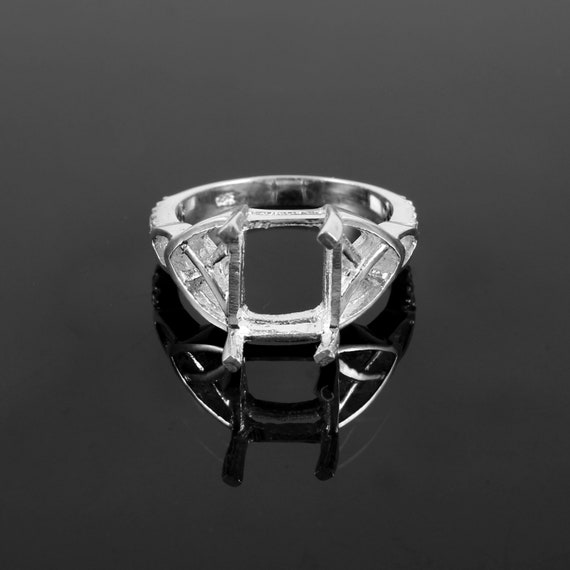 Emerald Cut Diamond Semi Mount Ring | Ouros Jewels