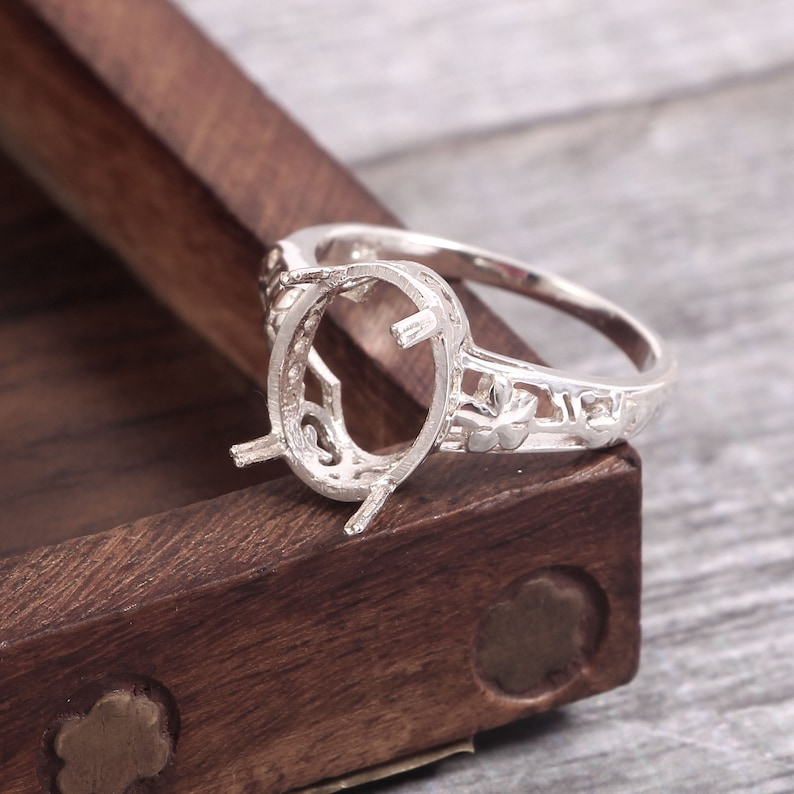 Choose your Ring Size Semi Mount Ring Engagement Ring Sterling Silver Jewelry Semi Mount Ring Stone Setting Size 14X10 MM Oval Shape