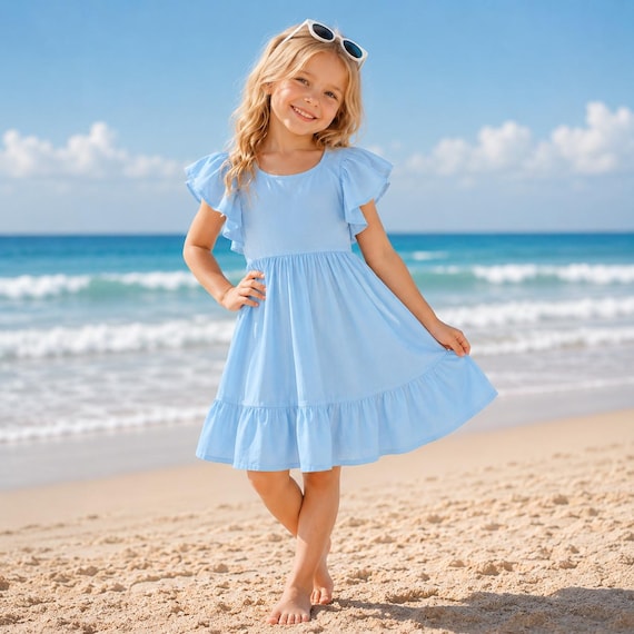 beach dress for toddler girl Girls Cotton Sundress, Summer Dress, Girls, Cute Baby Outfit, Lightweight Kids Sundress The neckline is accented wedding_night Royal Blue Quinceanera Dresses Color:Cinderplaid