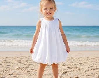 Flickors bomullsklänning, sommarklänning för småbarn, strandklänning för flickor, söt babyflickoutfit, lätt barnklänning