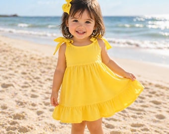 Katoenen zomerjurk voor meisjes, zomerjurk voor peuters, strandjurk voor meisjes, outfit voor schattige babymeisje, lichtgewicht zomerjurk voor kinderen