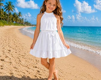 Girls Cotton Sundress, Summer Toddler Dress, Beach Dress for Girls, Cute Baby Girl Outfit, Lightweight Kids Sundress