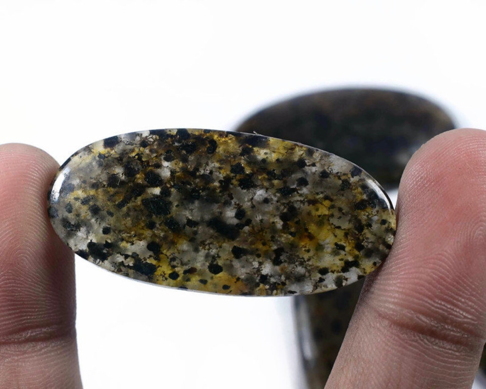 4Pcs Black Moss Agate Cabochon Natural Moss Agate Gemstone | Etsy