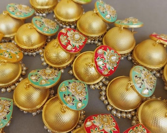 Meenakari Earrings/Assorted Jhumkas/Handmade earring/Chandbali/Kundan/Indian earrings bulk/Jhumka/wedding Favour/Bridesmaid gifts mehndi