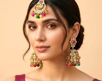 Kundan Jhumka Earrings,Chandbalis,Kundan Earrings,Big Indian Earrings,Hanging Pearl Earring,Earring for Indian Wedding,Jhumka  Earrings